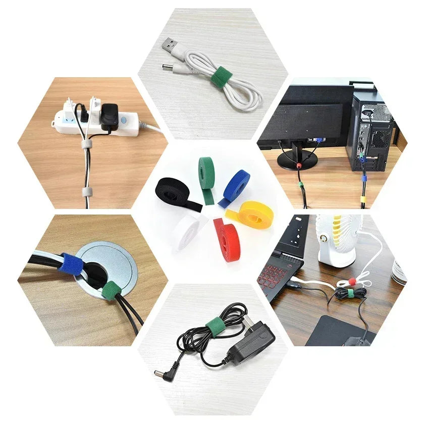 Cable Organizer Ties - 12mm Nylon Cable Management System (2M/5M Roll) - TeaFlow