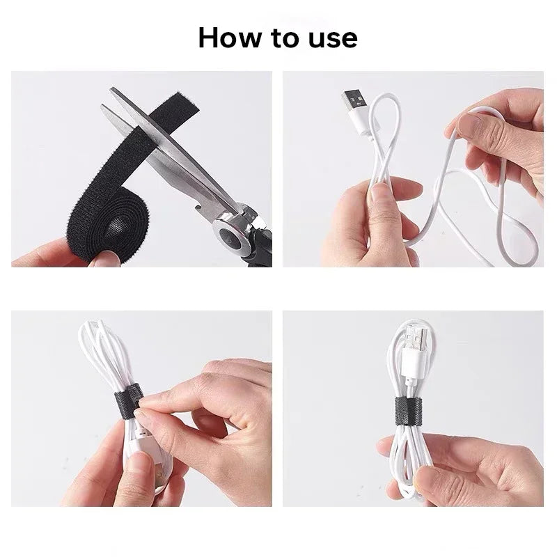 Cable Organizer Ties - 12mm Nylon Cable Management System (2M/5M Roll) - TeaFlow