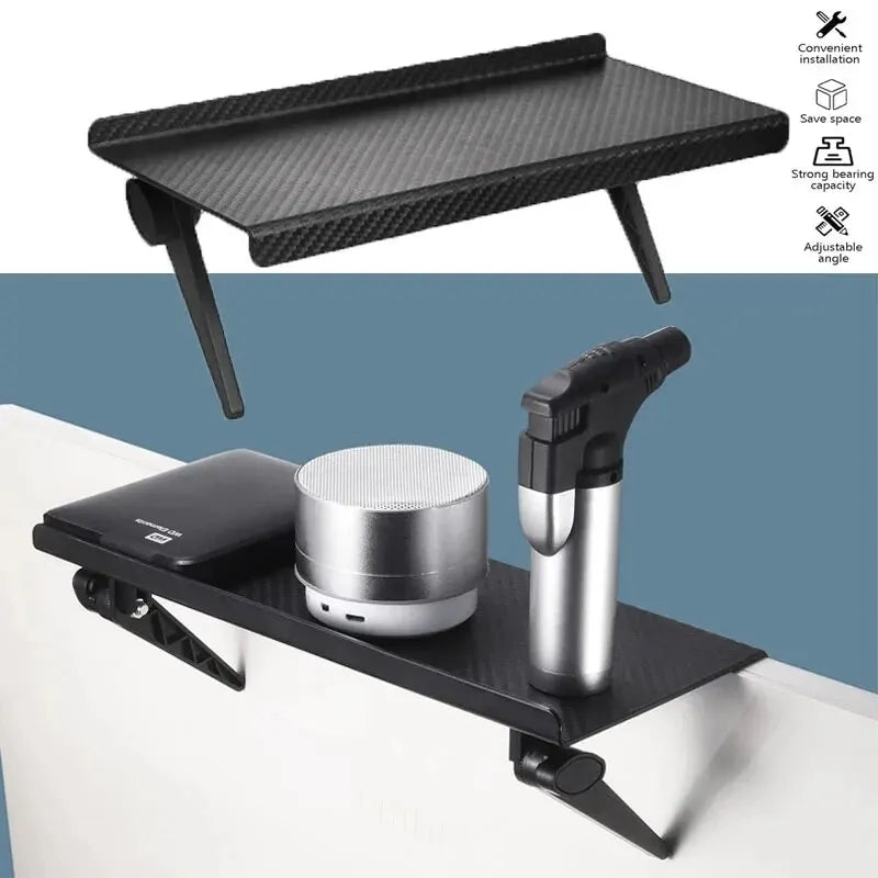 Computer Monitor Storage Rack - No-Drill Desk Organizer for Router & Set-Top Box - TeaFlow