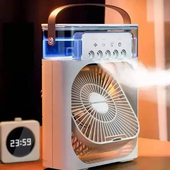 3 In 1 Summer Cooling Fan Portable Desktop Humidifier USB Mini Air Conditioners Night Light Water Mist For Home Or Office - TeaFlow