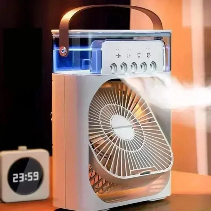 3 In 1 Summer Cooling Fan Portable Desktop Humidifier USB Mini Air Conditioners Night Light Water Mist For Home Or Office - TeaFlow