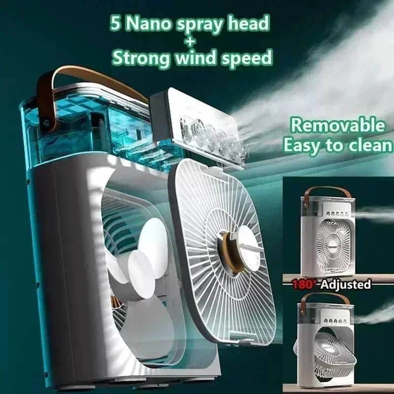 3 In 1 Summer Cooling Fan Portable Desktop Humidifier USB Mini Air Conditioners Night Light Water Mist For Home Or Office - TeaFlow