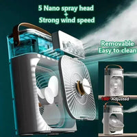 3 In 1 Summer Cooling Fan Portable Desktop Humidifier USB Mini Air Conditioners Night Light Water Mist For Home Or Office - TeaFlow
