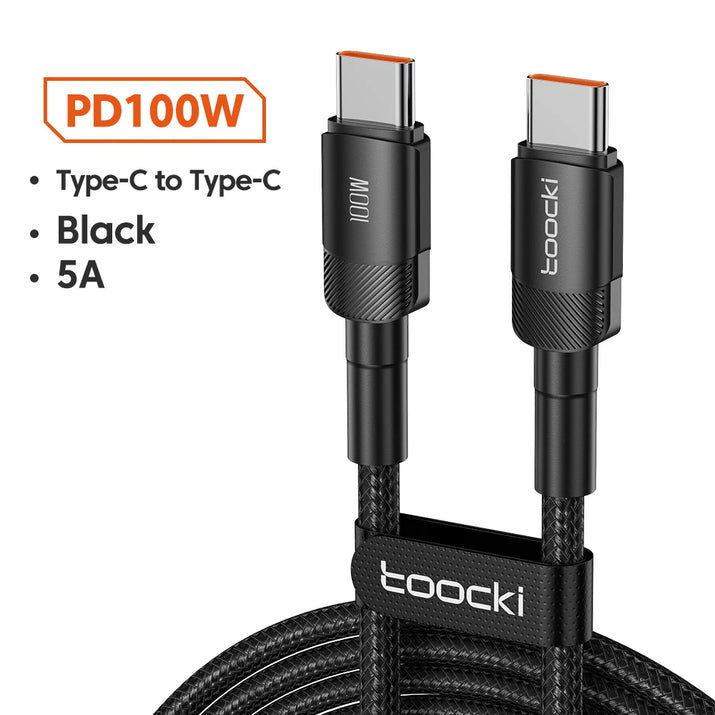 Toocki 100W USB-C to USB-C Fast Charging Cable - PD 3.0 Quick Charge - TeaFlow