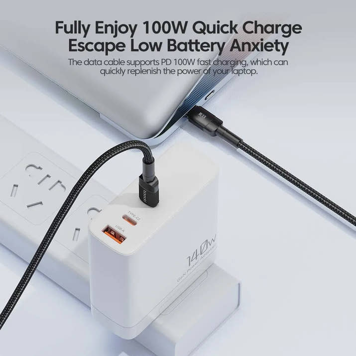 Toocki 100W USB-C to USB-C Fast Charging Cable - PD 3.0 Quick Charge - TeaFlow