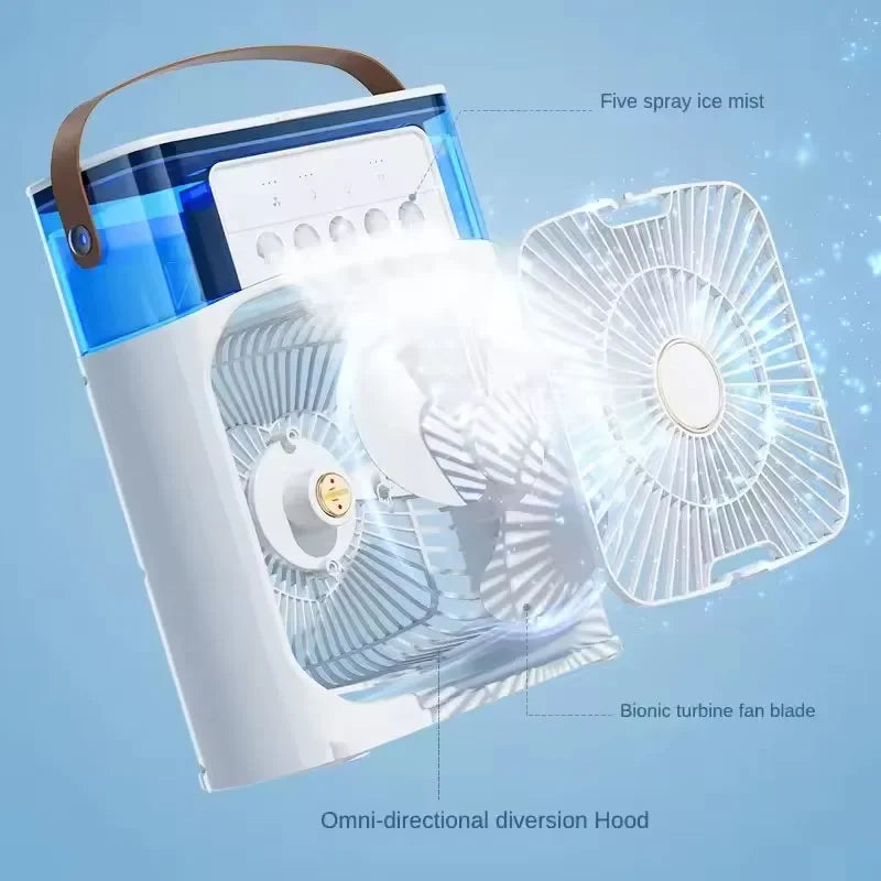 3 In 1 Summer Cooling Fan Portable Desktop Humidifier USB Mini Air Conditioners Night Light Water Mist For Home Or Office - TeaFlow