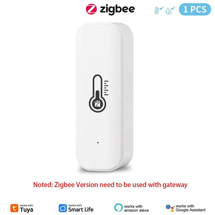 Tuya Zigbee or WiFi Temperature Humidity Sensor Home Connected Thermometer Compatible With Smart Life Alexa Google Assistant - TeaFlow