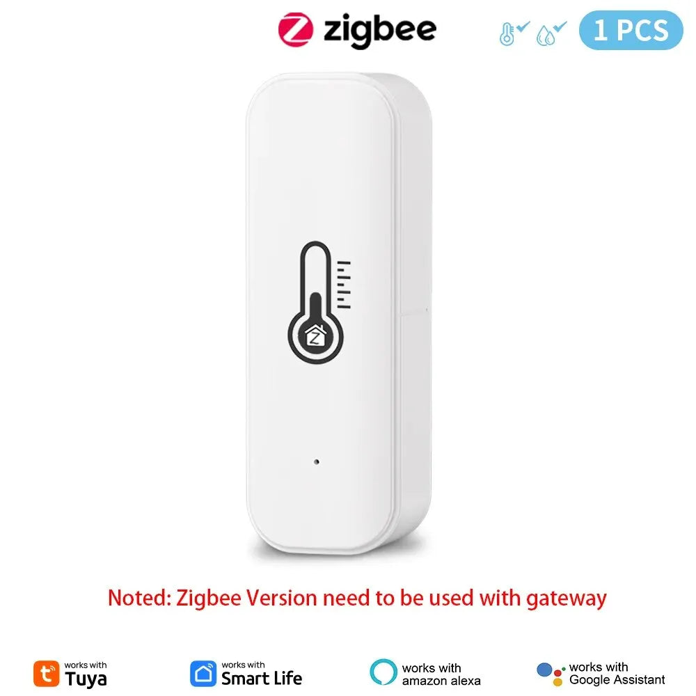 Tuya Zigbee or WiFi Temperature Humidity Sensor Home Connected Thermometer Compatible With Smart Life Alexa Google Assistant - TeaFlow