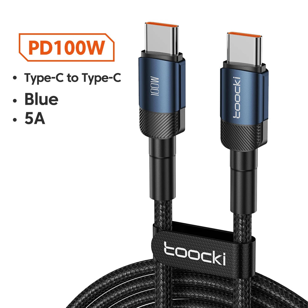 Toocki 100W USB-C to USB-C Fast Charging Cable - PD 3.0 Quick Charge - TeaFlow