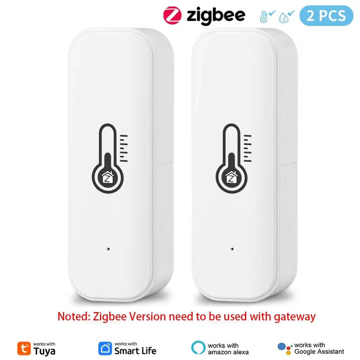 Tuya Zigbee or WiFi Temperature Humidity Sensor Home Connected Thermometer Compatible With Smart Life Alexa Google Assistant - TeaFlow