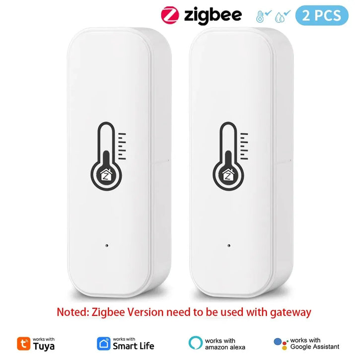 Tuya Zigbee or WiFi Temperature Humidity Sensor Home Connected Thermometer Compatible With Smart Life Alexa Google Assistant - TeaFlow