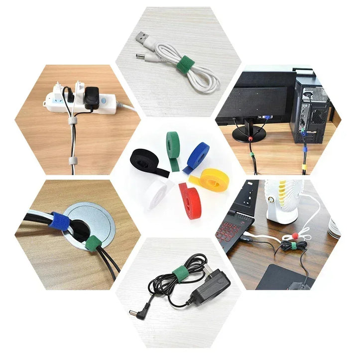 Cable Organizer Ties - 12mm Nylon Cable Management System (2M/5M Roll) - TeaFlow