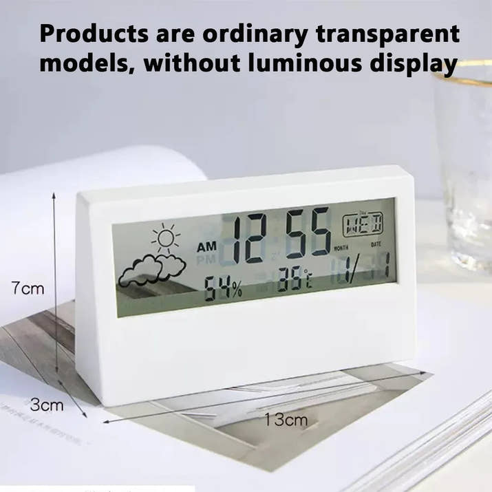 LED Digital Thermometer Clock - Temperature Humidity Monitor with Alarm - TeaFlow