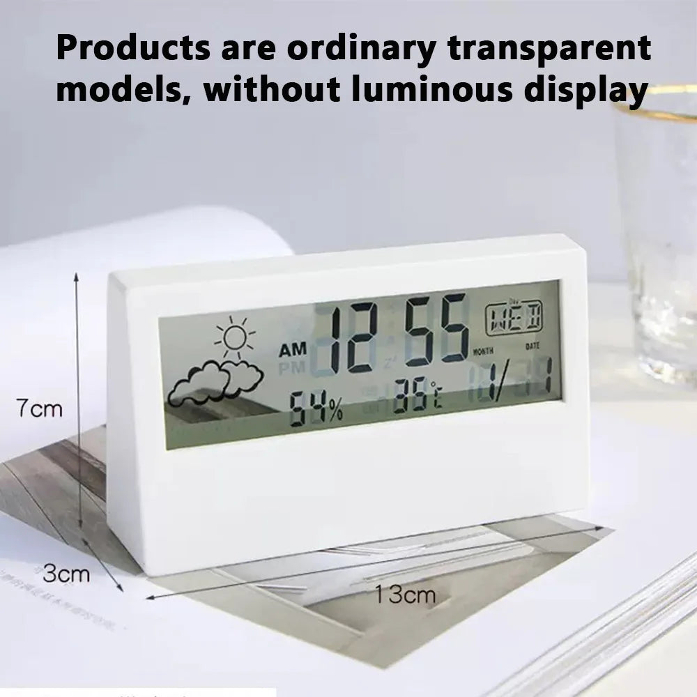LED Digital Thermometer Clock - Temperature Humidity Monitor with Alarm - TeaFlow