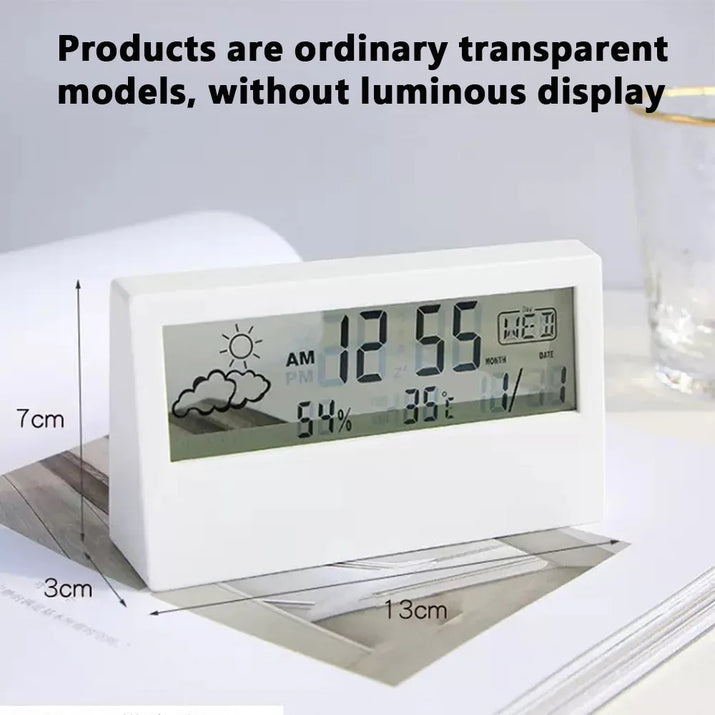 LED Digital Thermometer Clock - Temperature Humidity Monitor with Alarm - TeaFlow