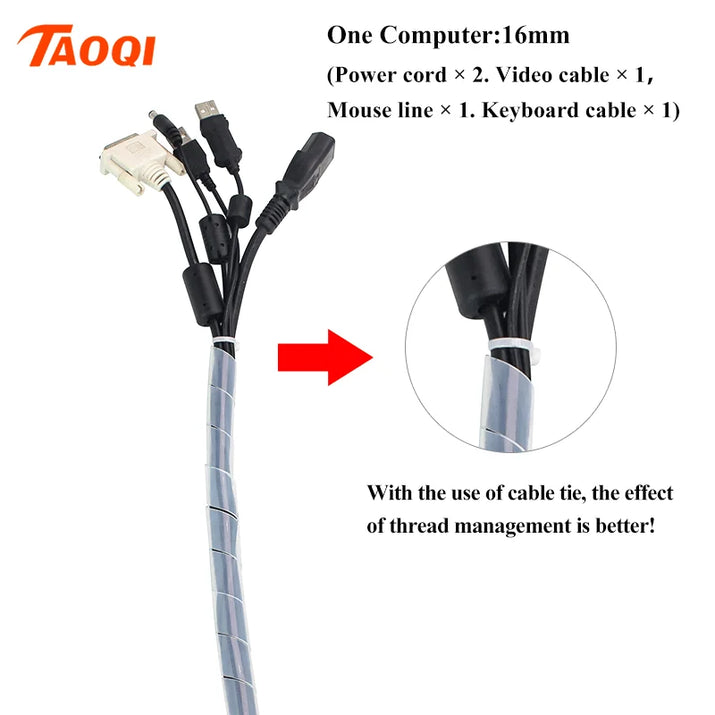Spiral Cable Sleeve - Flame Retardant Wire Protection (4-12mm) - TeaFlow