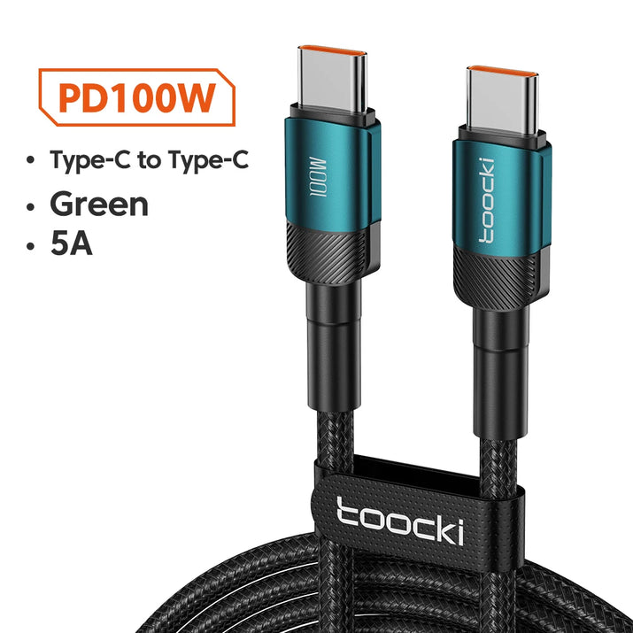 Toocki 100W USB-C to USB-C Fast Charging Cable - PD 3.0 Quick Charge - TeaFlow