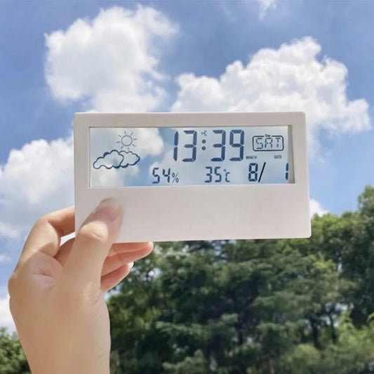 LED Digital Thermometer Clock - Temperature Humidity Monitor with Alarm - TeaFlow