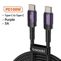 Toocki 100W USB-C to USB-C Fast Charging Cable - PD 3.0 Quick Charge - TeaFlow