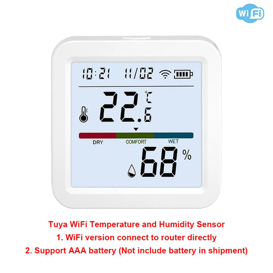 Tuya Zigbee or WiFi Temperature Humidity Sensor Home Connected Thermometer Compatible With Smart Life Alexa Google Assistant - TeaFlow