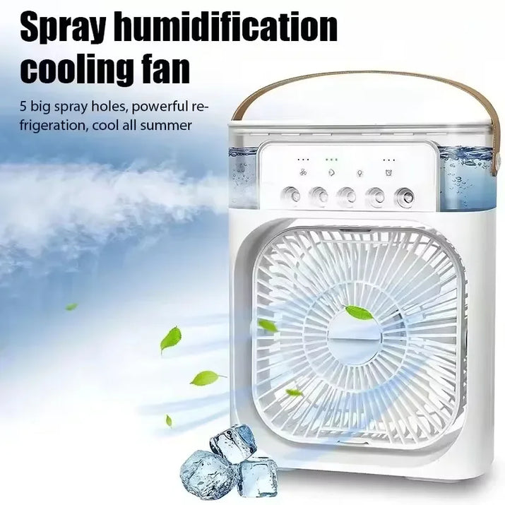 3 In 1 Summer Cooling Fan Portable Desktop Humidifier USB Mini Air Conditioners Night Light Water Mist For Home Or Office - TeaFlow