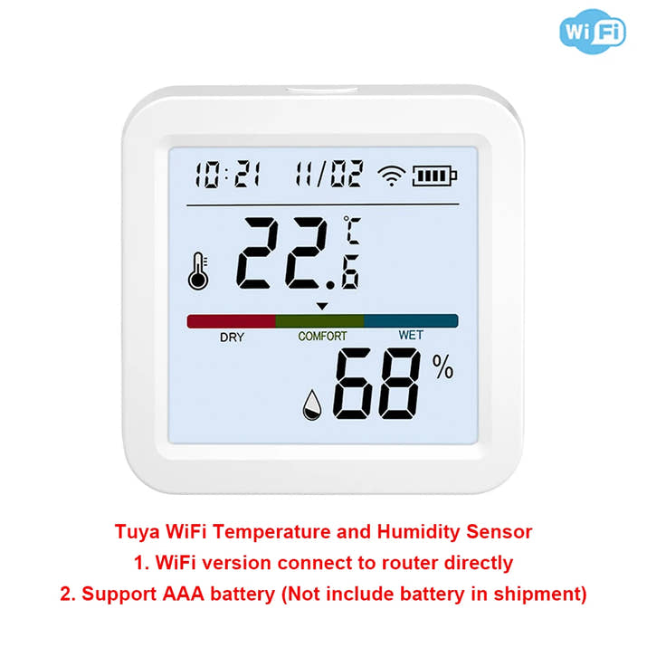 Tuya Zigbee or WiFi Temperature Humidity Sensor Home Connected Thermometer Compatible With Smart Life Alexa Google Assistant - TeaFlow