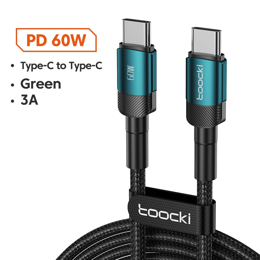 Toocki 100W USB-C to USB-C Fast Charging Cable - PD 3.0 Quick Charge - TeaFlow