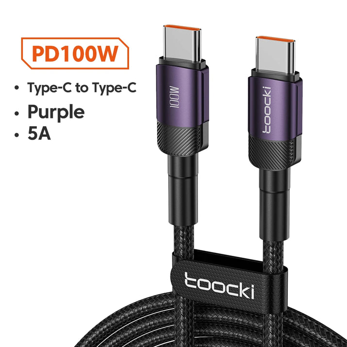 Toocki 100W USB-C to USB-C Fast Charging Cable - PD 3.0 Quick Charge - TeaFlow